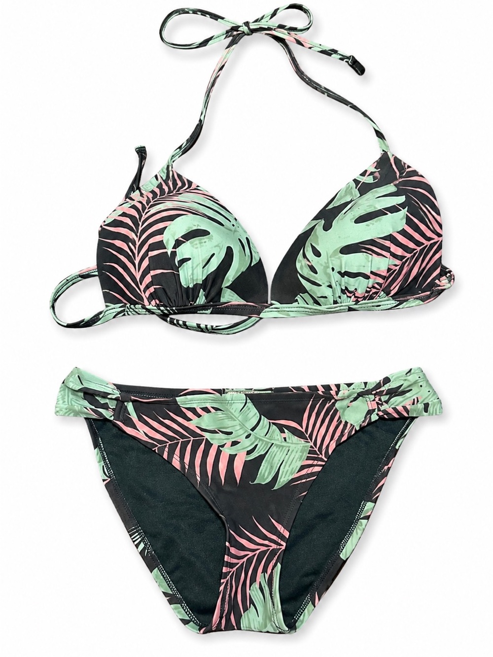 Gianni Bini Green Bikini with Mint Green & Pink Leaf Print